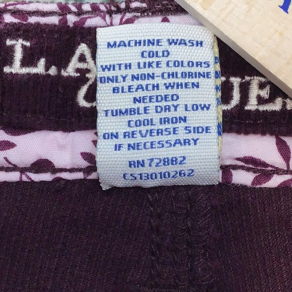 🍇 VTG L.A.BLUES 90s Burgundy Corduroy High Rise 5 Pocket Wide Leg - Picture 7 of 12